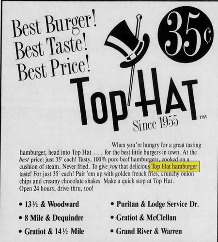 Top Hat Hamburgers - Feb 1988 Ad (newer photo)